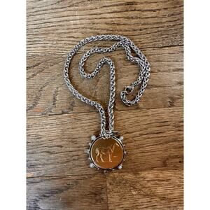 Equestrian Horse Coin Medallion Necklace, French Style